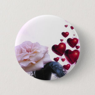 Liebe-Herz-Rosen-Blüten-Blumen-Schicksals-Natur Button