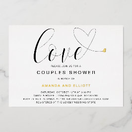 Liebe Herz Schwarz-weiß Moderne Paare Dusche Gold Folieneinladung