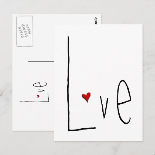 Liebe Herz schwarze Postkarte (Vorne/Hinten)