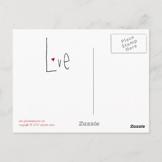 Liebe Herz schwarze Postkarte (Rückseite)