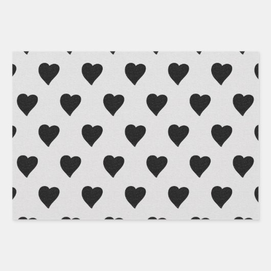 Liebe Herz Schwarzer Glitzer Valentine Geschenkpapier Set (Vorderseite 3)
