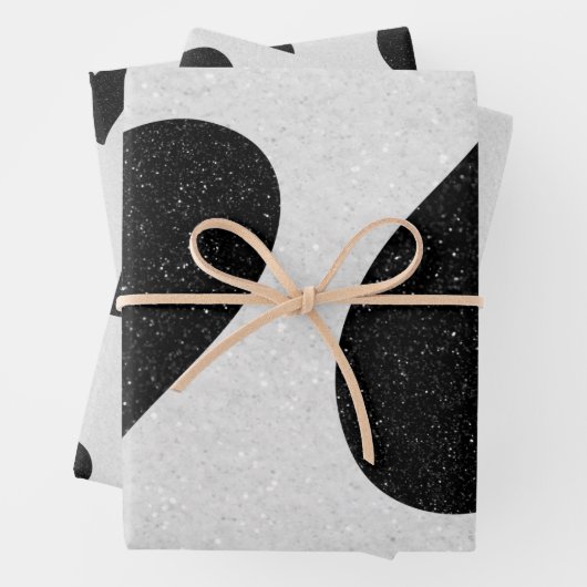 Liebe Herz Schwarzer Glitzer Valentine Geschenkpapier Set (Beispiel)