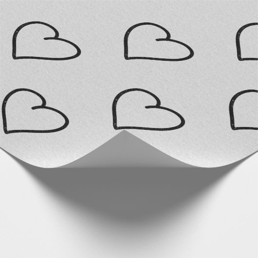 Liebe Herz Schwarzer Glitzer Valentine Wrapping Pa Geschenkpapier (Ecke)