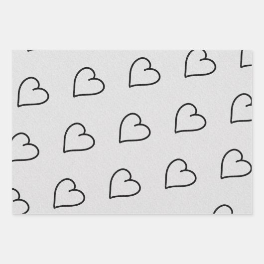 Liebe Herz Schwarzer Glitzer Valentine Wrapping Pa Geschenkpapier Set (Vorderseite 2)