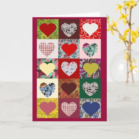 Liebe-Herz-Steppdecke Karte (Gelbe Blume)