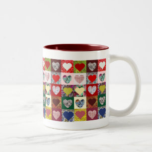 Liebe-Herz-Steppdecke Zweifarbige Tasse
