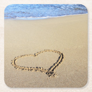 Liebe-Herz-Strand Rechteckiger Pappuntersetzer