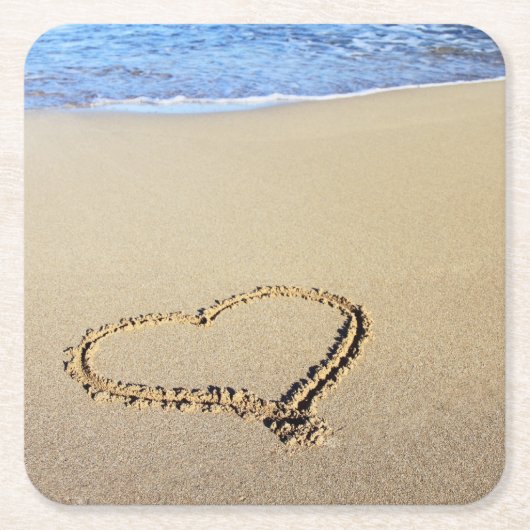 Liebe-Herz-Strand Rechteckiger Pappuntersetzer (Vorderseite)