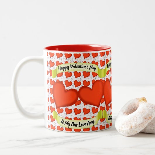 Liebe Herz-Tasse Zweifarbige Tasse (Mit Donut)