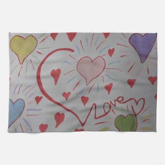Liebe Herz Teetuch Geschirrtuch (Horizontal)