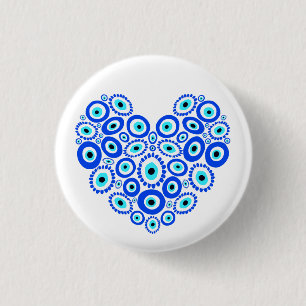 Liebe Herz Türkisches Augenmuster Button