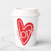 Liebe Herz Typografie Papiertasse Pappbecher (Rückseite)
