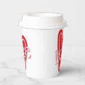 Liebe Herz Typografie Papiertasse Pappbecher (Rechts)
