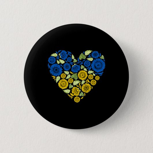 Liebe Herz Ukraine Sonnenblume ukrainischer Friede Button (Vorderseite)