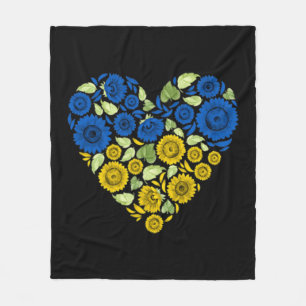 Liebe Herz Ukraine Sonnenblume ukrainischer Friede Fleecedecke