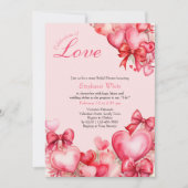 Liebe Herz und Bows Bridal Dusche Einladung (Vorderseite)