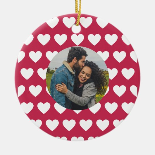 Liebe! Herz und Foto Valentine Keramik Ornament (Vorne)