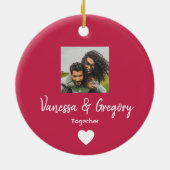Liebe! Herz und Foto Valentine Keramik Ornament (Hinten)