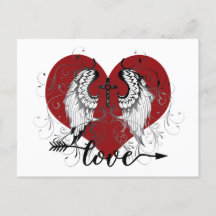 Liebe Herz und Kreuz-Valentin Postkarte