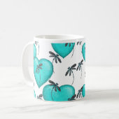 Liebe Herz und Libellen Türkis Kaffeetasse (Vorderseite Links)