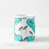 Liebe Herz und Libellen Türkis Kaffeetasse (Mittel)