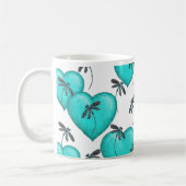Liebe Herz und Libellen Türkis Kaffeetasse (Links)