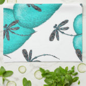 Liebe Herz und Libellen Türkis Küchentuch (Gefaltet)