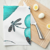 Liebe Herz und Libellen Türkis Küchentuch (Viertel Falte)