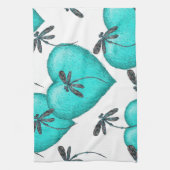 Liebe Herz und Libellen Türkis Küchentuch (Vertikal)