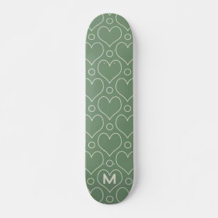 Liebe Herz und Polka Dots Muster in grün Skateboard