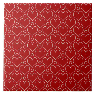 Liebe Herz und Polka Dots Muster in Rot und Weiß Fliese