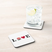 Liebe Herz und Rose Blume Getränkeuntersetzer (Rechte Seite)