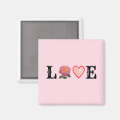 Liebe Herz und Rose Blume Magnet (Vorderseite/Rückseite)