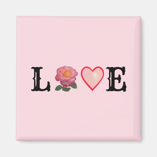 Liebe Herz und Rose Blume Magnet (Vorne)