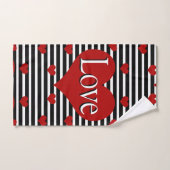 Liebe Herz und Schwarz-weiße Streifen Badetuch Set (Handtuch)