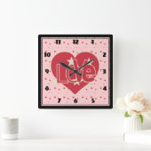 Liebe Herz und Sterne Quadratische Wanduhr (Zuhause)