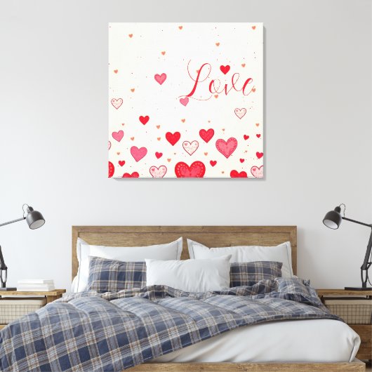 Liebe, Herz, Valentine, Hochzeit - überzogene Lein Leinwanddruck (Insitu (Schlafzimmer))