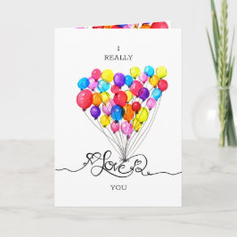 Liebe Herz Valentines BALLOON Aquarell Feiertagskarte