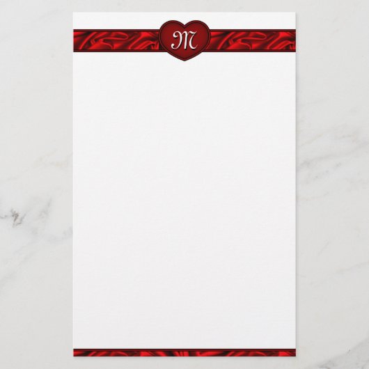 Liebe Herz Valentinstag Monogram Stationery Briefpapier (Vorderseite)