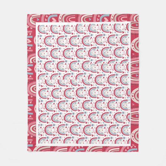 Liebe Herz Valentinstag Regenbogen Fleecedecke (Vorderseite)