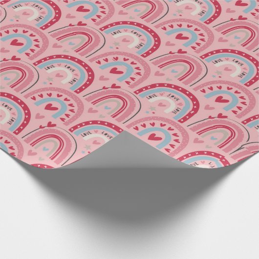 Liebe Herz Valentinstag Regenbogen Geschenkpapier (Ecke)