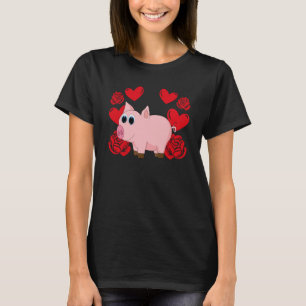 Liebe Herz Valentinstag Rose Schweine Jungen Kinde T-Shirt