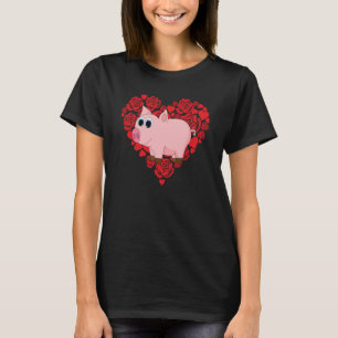 Liebe Herz Valentinstag Rose Schweine Jungen Kinde T-Shirt