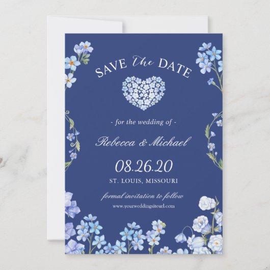 Liebe Herz vergessen Sie mich Noten floral Save th Save The Date (Vorderseite)