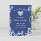 Liebe Herz vergessen Sie mich Noten floral Save th The Date (Stehend Vorderseite)