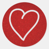 Liebe Herz Weißer Glitzer Valentine Klassische Run Runder Aufkleber (Vorderseite)
