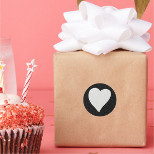 Liebe Herz Weißer Glitzer Valentine Runder Aufkleber