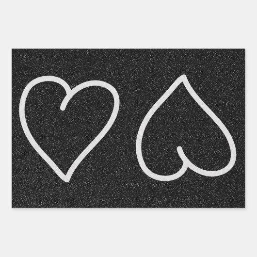 Liebe Herz Weißer Glitzer Valentine Wrapping Pape Geschenkpapier Set (Vorderseite)