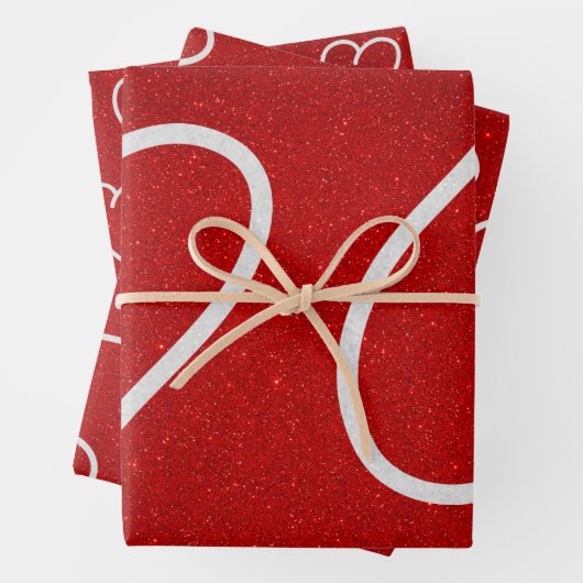 Liebe Herz Weißer Glitzer Valentine Wrapping Pape Geschenkpapier Set (Beispiel)