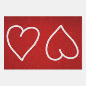 Liebe Herz Weißer Glitzer Valentine Wrapping Pape Geschenkpapier Set (Vorderseite)